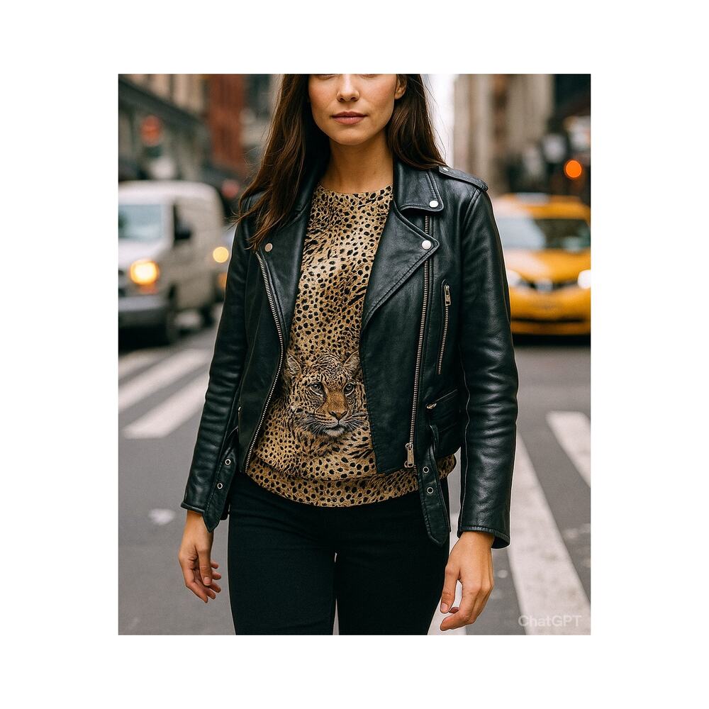 Vintage Leopard Print Blouse Animal Pattern Top Chic Street Style M/L